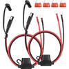 GUNGY Cavo Connettore SAE 60cm 16 AWG Connettore Batteria SAE a Terminale ad Anello Cavo Prolunga Batteria con Fusibile 10A per Ricarica Batterie di Auto Moto 2 Pezzi