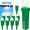 SOFOC T5 Lampadina LED per Quadro Strumenti Verde 6V 12V DC per Cruscotto Auto & Pannello Controllo Aeronave W3W 2721 27 37 73 286 Base Cuneo 10Pcs