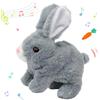 Hopearl Hopping Rabbit Interactive Electronic Pet Plush Bunny Toy with Sounds and Movements Animated Walking Wiggle Ears Twitch Nose Gifts for Toddlers Birthday, Gray, 7''