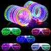 AUAUY 15pz Giocattolo Illuminato LED, Braccialetti Luminosi, Set di Braccialetti LED con Occhiali Illuminati a LED, Starlight Bracciali Fluorescenti Occhiali per Feste Capodanno Compleanno Fluo Party