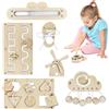 GOWTX Busy Board Montessori 6 Pezzi Legno, Accessori Bambini 1-6 Anni | Tabella Attività Educativo, Lacci Cerniere Mulini, Motricità Fine Colori Forme, Bordi Lisci Sicuri