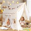 Herenear Tenda per Bambini con 2 Porte, Tenda da Gioco per Bambini Interni Esterni con Sottotenda e 2 Finestre, Cameretta Letto con Luci e Bandierine, Casetta Tenda Regalo