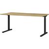 GERMANIA DIE MÖBELMACHER Scrivania regolabile in altezza meccanica, per lavoro ergonomico, ideale per ufficio domestico, in rovere/nero, 160 x 80 x 80 cm (larghezza x altezza x profondità)