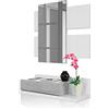 Habitdesign Ingresso con cassetto e Specchio, Mobile da Ingresso, Modello Tekkan, Rifinito in Bianco Artik e Cemento, Misure: 75 cm (Larghezza) x 116 cm (Altezza) x 29 cm (profondità)
