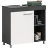 xonox.home - Mobile lavabo Noah 65 x 63 x 31 cm in antracite e bianco - Mobile bagno con 1 porta, 2 ripiani e 2 scomparti aperti, design moderno a contrasto per elegante organizzazione del bagno