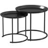 HOMCOM Set di 2 tavolini rotondi, impilabili, per soggiorno, camera da letto, corridoio, acciaio, diametro 43/35 cm, colore nero