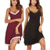 ZCJ 2 Pezzi Camicia da Notte Donna Chemise con Pizzo e Scollo a V, Senza Maniche, Sexy Biancheria da Notte, Vestito da Notte, nero+rosso, M