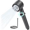 Gratuipolmep Soffione Doccia, Doccino per Doccia con Filtro ad Alta Pressione, Doccetta a Risparmio Idrico con1.5m Tubo Doccia, 3 Modalità di Spruzzo e Pulsante Arresto, per Rimuovere Cloro Residuo