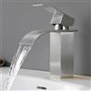 CECIPA Rubinetto Bagno Lavabo a Cascata, Miscelatore Lavabo Bagno, Miscelatore per Bagno in Ottone e Acciaio Inox, altezza del beccuccio 85 mm, Finitura Spazzolata