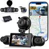 Hodozzy 2K WIFI 4 Canali Dashcam Auto, Dash Cam Telecamera per Auto con Controllo App, 3 Pollici Dashcam con Registrazione in Loop, Visione Notturna, Sensore G, Immagine Speculare, Aiuto Retromarcia