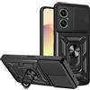 ESTH® Cover per Realme C67 4G/Realme 12 Lite con Custodia per Fotocamera Scorrevole e Supporto ad Anello [Custodia Paraurti Compatibile con Supporto Magnetico per Auto], Nero