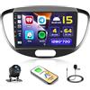 Hikity 5G WiFi 4+64G Android Autoradio per Hyundai I10 2007 2008 2009 2010 2011 2012 2013 Carplay Wireless, 9 Pollici IPS Touch Screen Stereo Auto Android Auto Bluetooth5.0 FM/RDS/EQ GPS SWC AHD Retrocamera