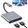 Avigers Adattatore da USB C a Dual HDMI with 2 HDMI Ports, (2 in 1) Dual Hdmi Adapter for 2 Monitors, USB C to hdmi Splitter Extended Display for Laptops, Tablets (Single HDmi 4K@60HZ and Dual HDMi 4K@30Hz)