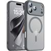 IMHAN Cover Magnetica per iPhone 17 Pro 6,3 Pollici, Compatibile con MagSafe, [Protezione Completa Della Fotocamera], Custodia Traslucida Opaca Protettiva Ultra sottile Antiurto, Titanio Grigio