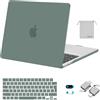 MOSISO Custodia Compatibile con MacBook Air 13 Cover M5 M4 M3 M2 2026-2022 A3449 A3240 A3113 A2681, Case per MacBook Air 13,6'' display Retina&Copritastiera&Borsa&Copri Webcam&Tipo C, Verde Smeraldo