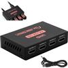 Smomend Sdoppiatore HDMI, Splitter HDMI 1 in 4 out 4K 30Hz, Sdoppiatore HDMI 1x4 Duplica/Specchio Segnale per Monitor HDTV PS3/4 X-Box Proiettore Lettore DVD in Home Theater Uficio Ambienti Didattic