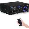 Leikurvo AK45 Amplificatore HiFi Mini Stereo Bluetooth Radio con 12V/240V 2.0 Canali 40W X 2, Telecomando, Ingresso SD/USB, MIC, BT