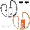 Qyoocom Cordino per Cellulare Telefono Universale*2 Patch*4,Regolabile Laccio per Cellulare Elegante y Duradero, Porta Cellulare da Collo para Todos los Smartphones Nero Arancione