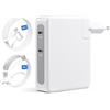 sccvee Caricabatterie per Mac Book da 280W,caricabatterie rapido USB C doppio da 140W compatibile con MacBook Pro 16/13,MacBook Air 2020/21 con cavo di ricarica di tipo C da 2M e cavo di ricarica T-Tip da 2M
