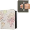 kwmobile Custodia Cinturino Mano Compatibile con KoboLibra Colour Cover - eBook Reader Case - Cover eReader Simil Pelle Mappa del mondo
