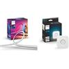 Philips Hue Play Gradient Lightstrip 55, Striscia Led Smart illuminazione sorround sincronizzata con colori TV & Bridge 2.0, Centro di Controllo del Sistema Hue, Bianco