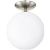 Eglo Rondo, Lampada da soffitto a 1 luce, illuminazione da soffitto in metallo argentato e vetro bianco opalino opaco, attacco E27