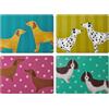 Creative Tops Set di 4 tovagliette grandi premium con stampa cani, resistenti al calore, antiscivolo, antimacchia, con retro in sughero, facili da pulire