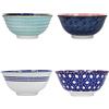 KitchenCraft Set di 4 ciotole in gres smaltato KitchenCraft, tonalità rosso e blu, 15,5 x 7,5 cm, confezione regalo