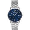 Emporio Armani Orologio Analogico al Quarzo Uomo con Cinturino in Acciaio Inossidabile AR11674, Blu e Argento, 39 mm, Tono argento e blu cobalto