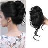 XFSRG Coda Capelli Extension con Clip ad Artiglio Sintetici Posticci Disordinato Ricci Ondulati Naturale Chignon Facile per Donne Ragazze(Nero naturale)
