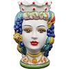sicilia bedda - Teste di Moro SICILIANE in Ceramica di CALTAGIRONE - Realizzate a Mano - Altezza Centimetri 18 (Donna, Corona Verde)
