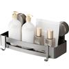Copiel Scaffale Cesto Doccia, Ventosa Bagno Parete Doccia Scaffali, Rimovibile Portasapone Cremagliera Organizzatore per Bagni Accessori di Stoccaggio Senza Forare con 2 Ganci Alluminio