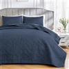 Qucover Copriletto Matrimoniale 220 x 240 cm, Ultra Morbido, Copriletto in Microfibra, Trapunta Cucita ad Ultrasuoni con 2 Federe, Copridivano, Coperta per Letto Blu