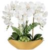 Oairse Orchidea artificiale da 45,7 cm, fiori bianchi artificiali orchidea finta di seta con vaso in ceramica dorata, grande composizione Phalaenopsis finta per casa, ufficio, camera, soggiorno