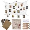 HONGXIN-SHOP Set di 30 cornici portafoto in carta kraft retrò con clip e corde di canapa per decorazione da parete, 15,2 cm, 3 colori