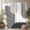 Uiiooazy Tenda Doccia Antimuffa, Tenda da Doccia 180x200cm Boho Chic Nero Astratta Grigio Sole Marrone Foglie Tende da Bagno Tessuto Lavabile Impermeabile Tende per Vasca da Bagno con 12 Anelli