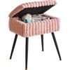 Aibiju Tavolo Rettangolare con Ripostiglio, Poggiapiedi in Velluto, Pouf con 4 Gambe in Metallo, per Soggiorno, Cabina di Prova, Camera da Letto, Rosa YD-MS151P