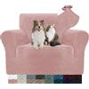 YSTELLAA Copridivano Velluto, Copripoltrona 1 Posto con Braccioli, Copridivano AntiGraffio Gatto, Copri Divano Elasticizzati, Copridivani Antimacchia Lavabile Antiscivolo Sofa Cover, Rosa