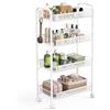 WELDUN Carrello Portaoggetti A 4 Livelli In Rete Mobile Per Camera Da Letto, Cucina, Bagno, Soggiorno, Metallo, Bianco