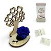 La Rosa dei Sogni Rosa Stabilizzata con Albero della Vita in Legno Intaglio Laser - Fiore Naturale a Lunga Durata, Scatola Elegante - Made in Italy (Blu)