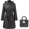 SYDUZAX Giacca Impermeabile da Donna Poncho Lungo Pieghevole da Pioggia con Tasca Portaoggetti Giacca a Vento con Coulisse Stampa a Pois Lunghi Giacca Casual Antipioggia e Antivento con Tasche