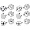Aoedej G23 - Orecchini a perno in titanio con retro piatto, ipoallergenici, con zirconia cubica, a forma di cuore, stelle, palline, cartilagine, per donne e uomini, per elica, trago, conchiglia, elica