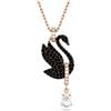 Swarovski Pendente Swan, Cigno, Nero, Placcato color oro rosa
