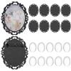 PH PandaHall Set di 10 spille cabochon da 40 x 30 mm, vintage, ovali, con lunetta vuota, per foto, con cabochon in vetro trasparente, per la creazione di gioielli, feste di nozze, Metallo