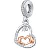 Odinstone Charm 925 Argento Cuore Charms Amore Bead Adattare Bracciale Ciondolo San Valentino Festa della Mamma Gioielli per Donne Ragazze Madre Figlia Amica