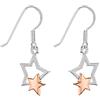 Tuscany Silver Orecchini pendenti con doppia stella bicolore da 15 x 30 mm da donna in argento sterling