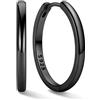 ChicSilver Orecchini Cerchio Argento 925 Donna Piccolo, 20mm Orecchini a Cerchio Donna Nero, Confezione Regalo per Compleanno Natale Anniversario