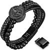 Murtoo Bracciale Uomo Pelle in Nero/Marrone/Argento - Guida della Bussola - Serratura Magnetica in Acciaio Inossidabile, Regalo per Uomo Amici, Marito, Fidanzato, Padre | Lunghezza 20, 22, 23.5cm