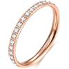 Zakk 2mm Eternity Anello dell'eternità donna in titanio con zirconi anelli di fidanzamento fedi nuziali promessa (Oro rosa,49 (15.6))