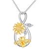 YAFEINI Collana in argento Sterling con ciondolo a forma di ape, con ciondolo a forma di ape, con fiore di rosa, regalo per donne e adolescenti, 25*13MM, Argento sterling, Non pietra preziosa